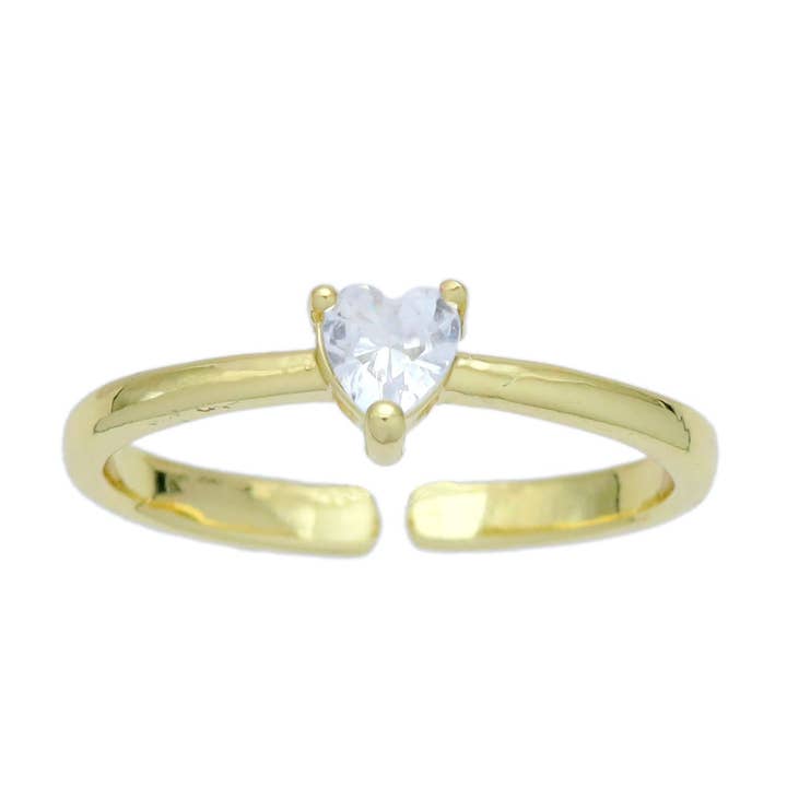 Tiny CZ Heart thin Adjustable Ring, Sku#LD599 for wholesale by BestBeads&Beyond