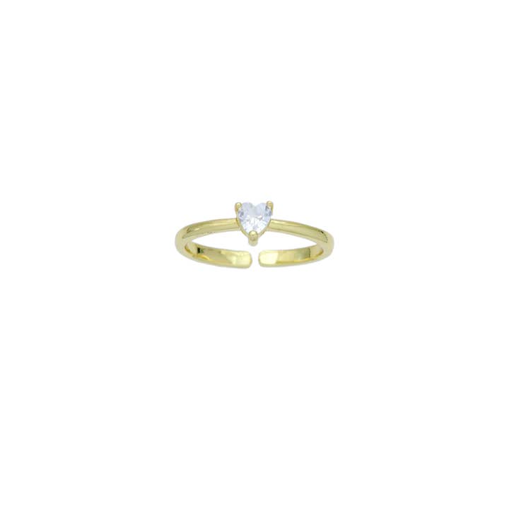 Tiny CZ Heart thin Adjustable Ring, Sku#LD599 for wholesale by BestBeads&Beyond