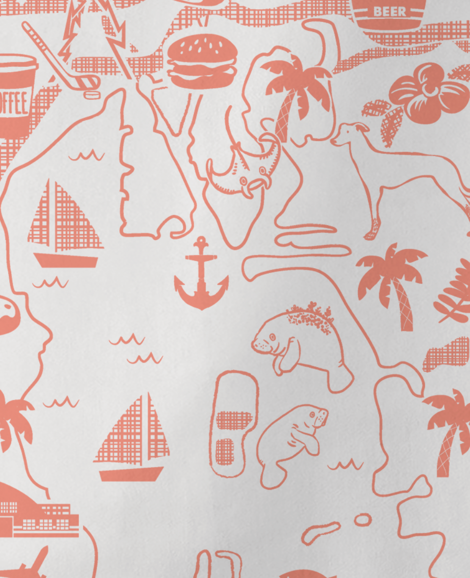 Miss Johnny Squirrel - Wholesale Tea Towel - Tampa Map Tea Towel 3