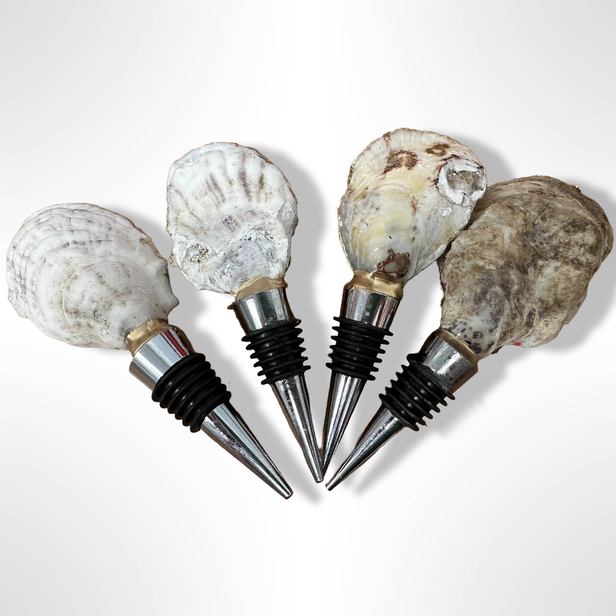 Shell Yeah By Jaks LLC – Großhandel Weinverschluss – Seepferdchen Küsten-Austernschalen-Weinverschluss – Goldrand1