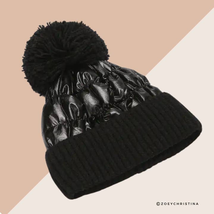 Zoey Christina - Wholesale Beanie - Women's - Chic Puffer Hats with Pom-Pom - Cozy Winter Accessory