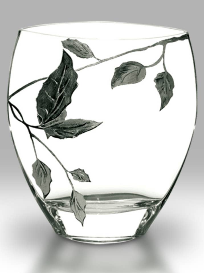 Silver Leaf - 21 cm Böjd Vas för wholesale av Nobile Glassware Ltd.