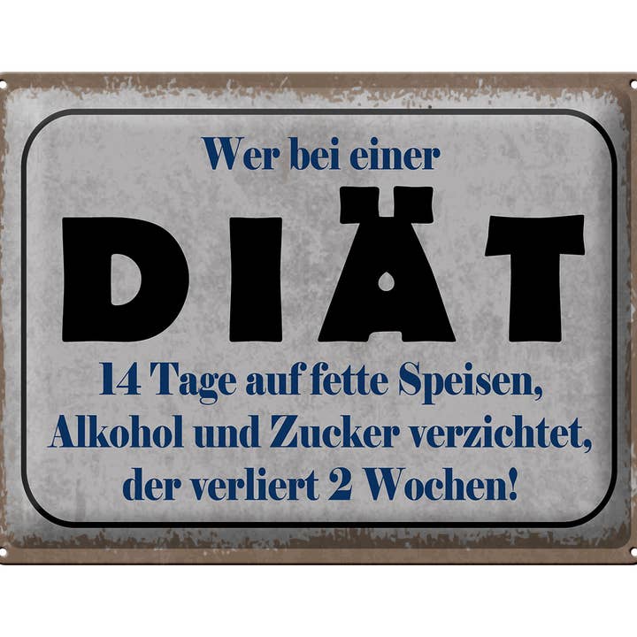 Plåtskylt 30x40 cm 14 dagars diet avstår förlorar 2 veckor. för wholesale av Femer