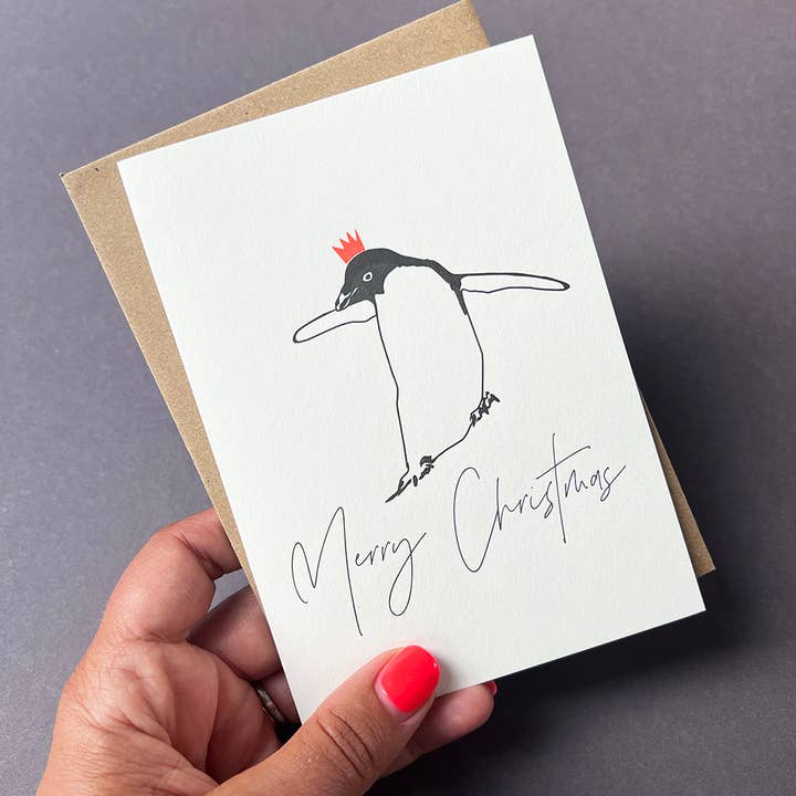Penguin Ink - Vente Cartes de Noël - Carte de Noël avec pingouin en letterpress | Carte de Noël1