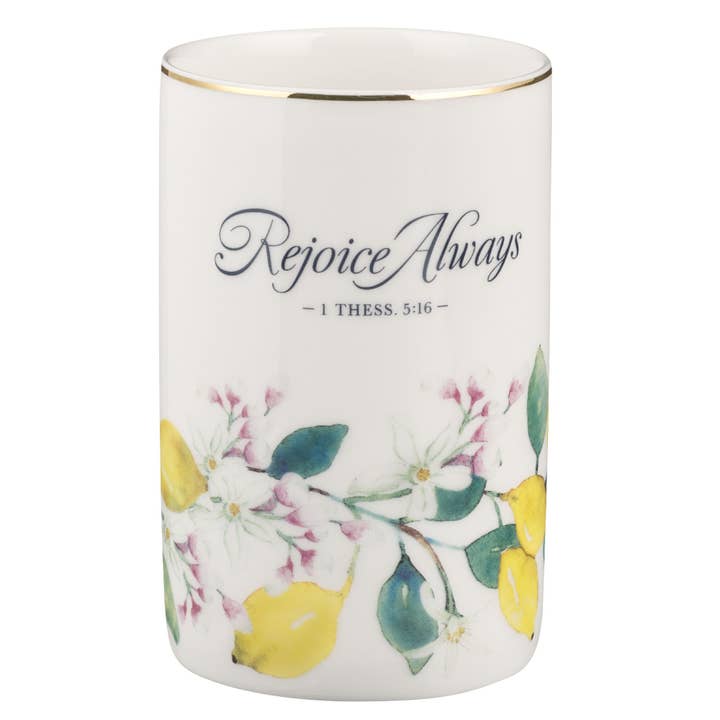 Table Vase Lemons Rejoice Always 1 Thess. 5:16 for wholesale by Christian Art Gifts