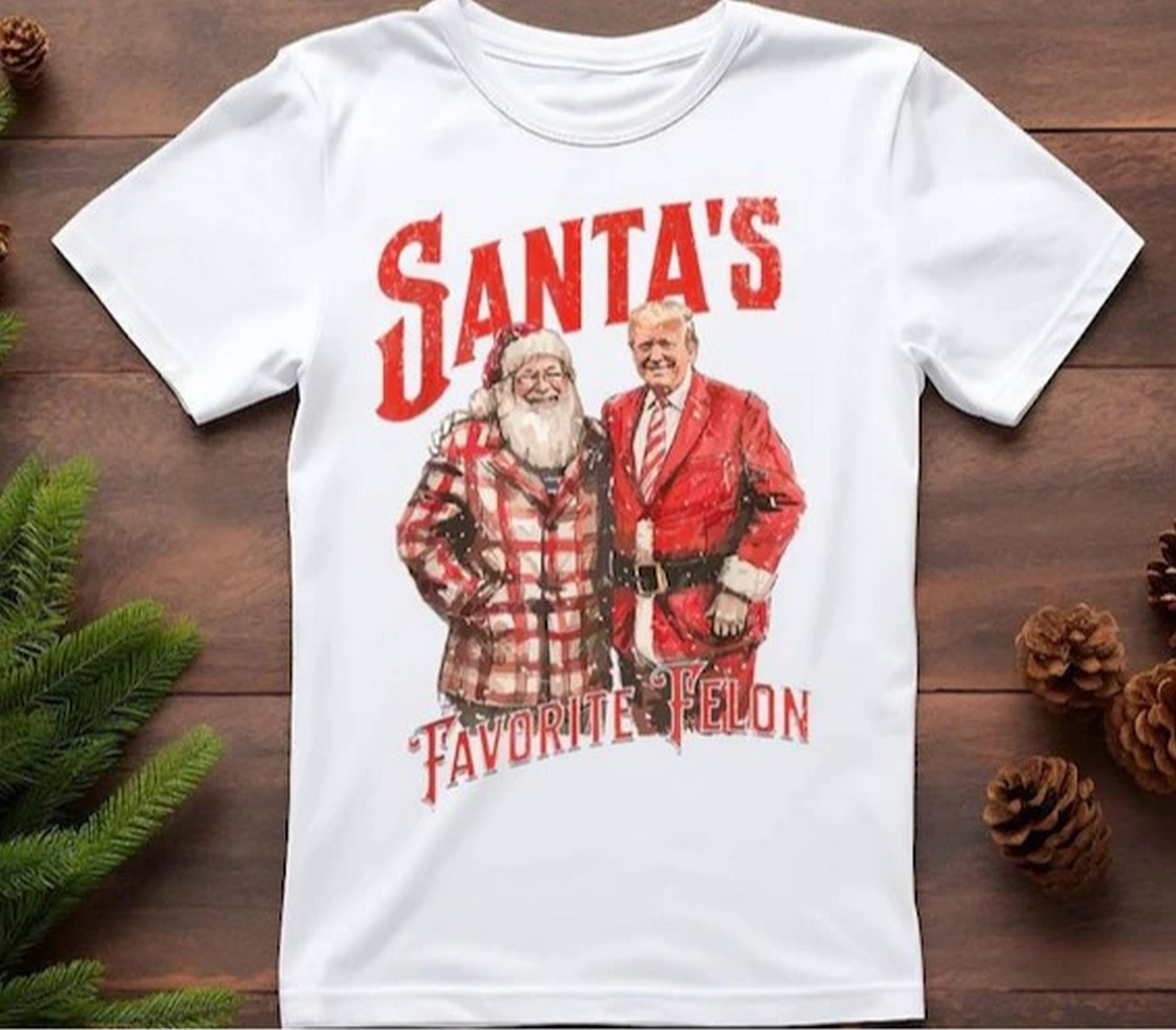 Black Santa’s Favorite Felon Shirt, Trump Christmas Shirt, Funny T for wholesale on Faire0