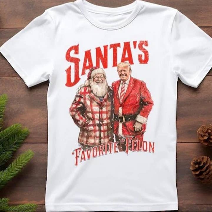Black Santa’s Favorite Felon Shirt, Trump Christmas Shirt, Funny T for wholesale on Faire0