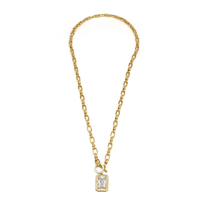 Classic Cubic Gold OT Clasp Necklace NC-SJ0314 for wholesale by Simply Jewels