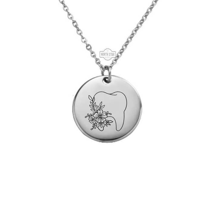 Personalized Floral Tooth Necklace/Keychain for Dentists for wholesale by North Star Rustics Too