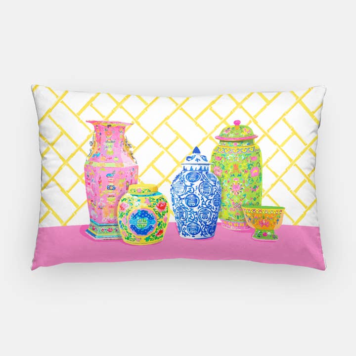 Haute Chinoiserie Ginger Jars 14"x20" Pillow Cover for wholesale by Taylor Beach Design