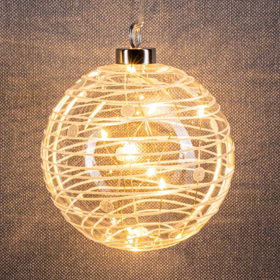 Beleuchtete LED-Glaskuel mit Dekor i Kristall/Weiß för wholesale av HGD