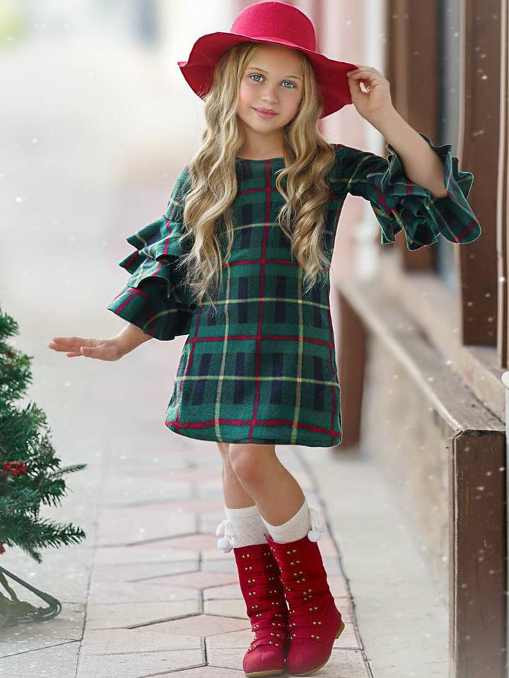 Under The Mistletoe Tiered Sleeve Miya Dress for wholesale by Mia Belle Girls • Wholesale