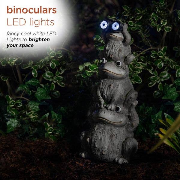 Alpine Corporation - Wholesale Outdoor Ornament/Decor - Alpine Corporation Solar Three Stack Frogs with LED Light