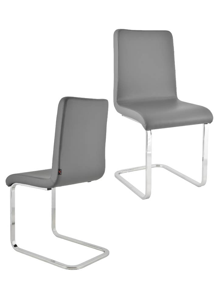 Cadeiras em pele sintética cinza escuro, base tubo cromado por atacado de Tommychairs