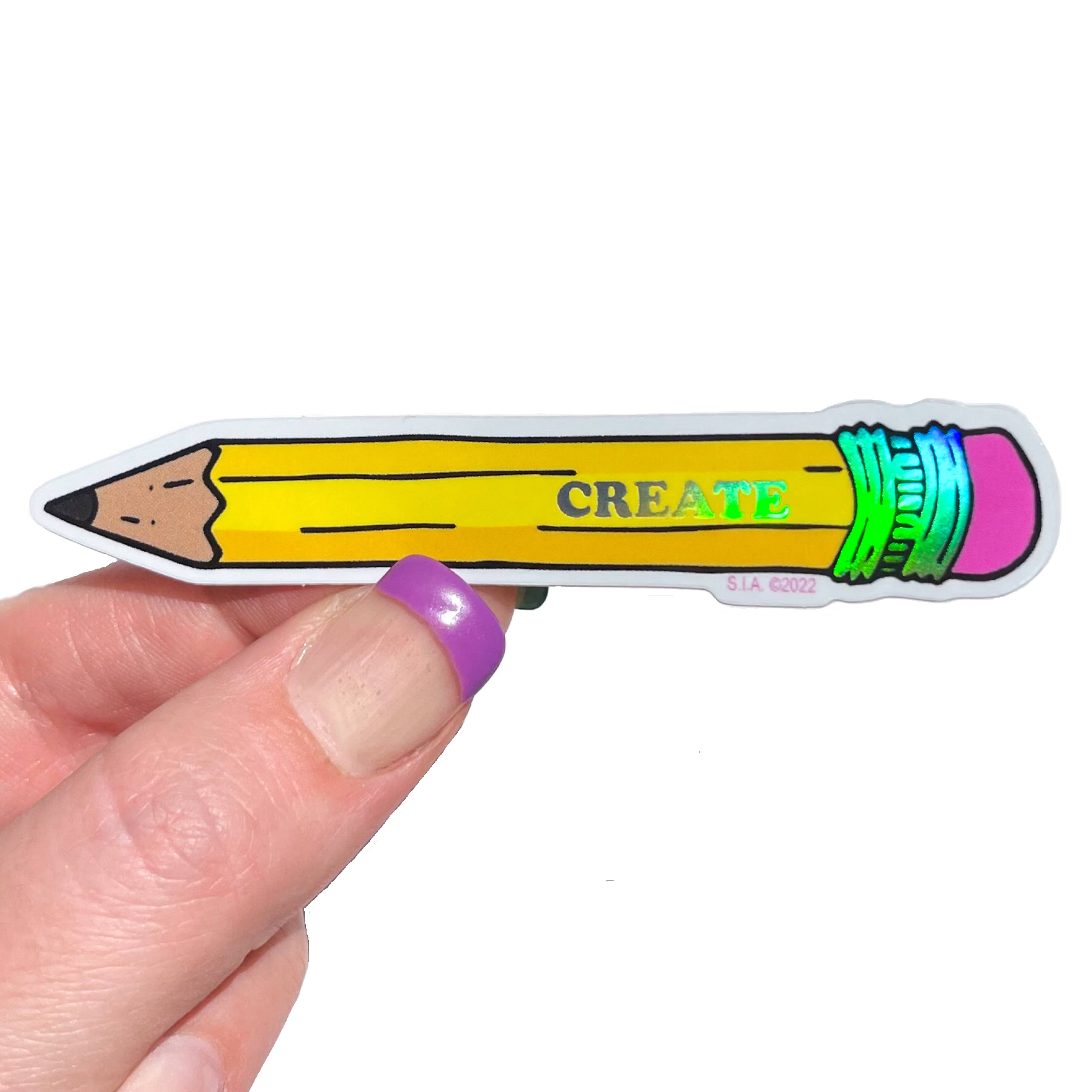 Surprise Inside Art - Wholesale Sticker - Holographic Creativity Pencil Weatherproof Vinyl Sticker1