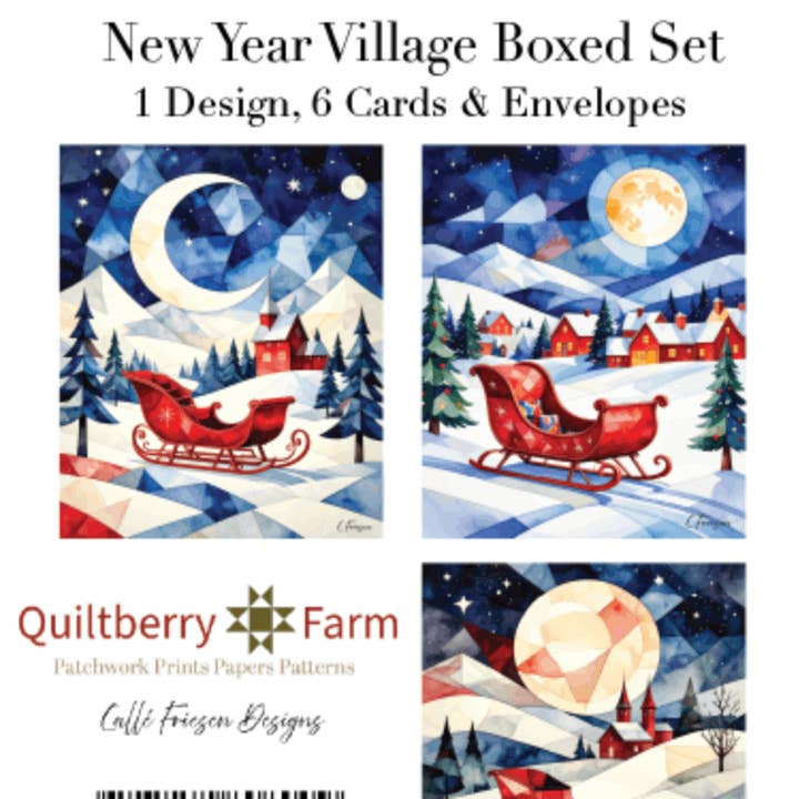 Santas Schlitten-Kollektion 6-Karten-Box-Set für den Großhandel von Quiltberry Farm