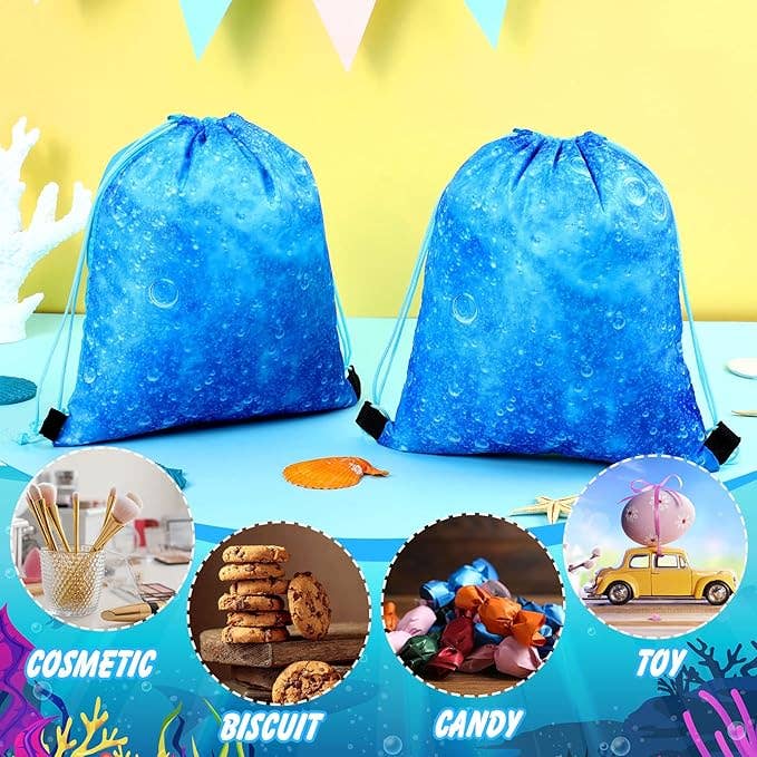 Crover - Wholesale Drawstring Bag - Kids - Ocean Party Favor Bags – Blue Drawstring Backpacks5