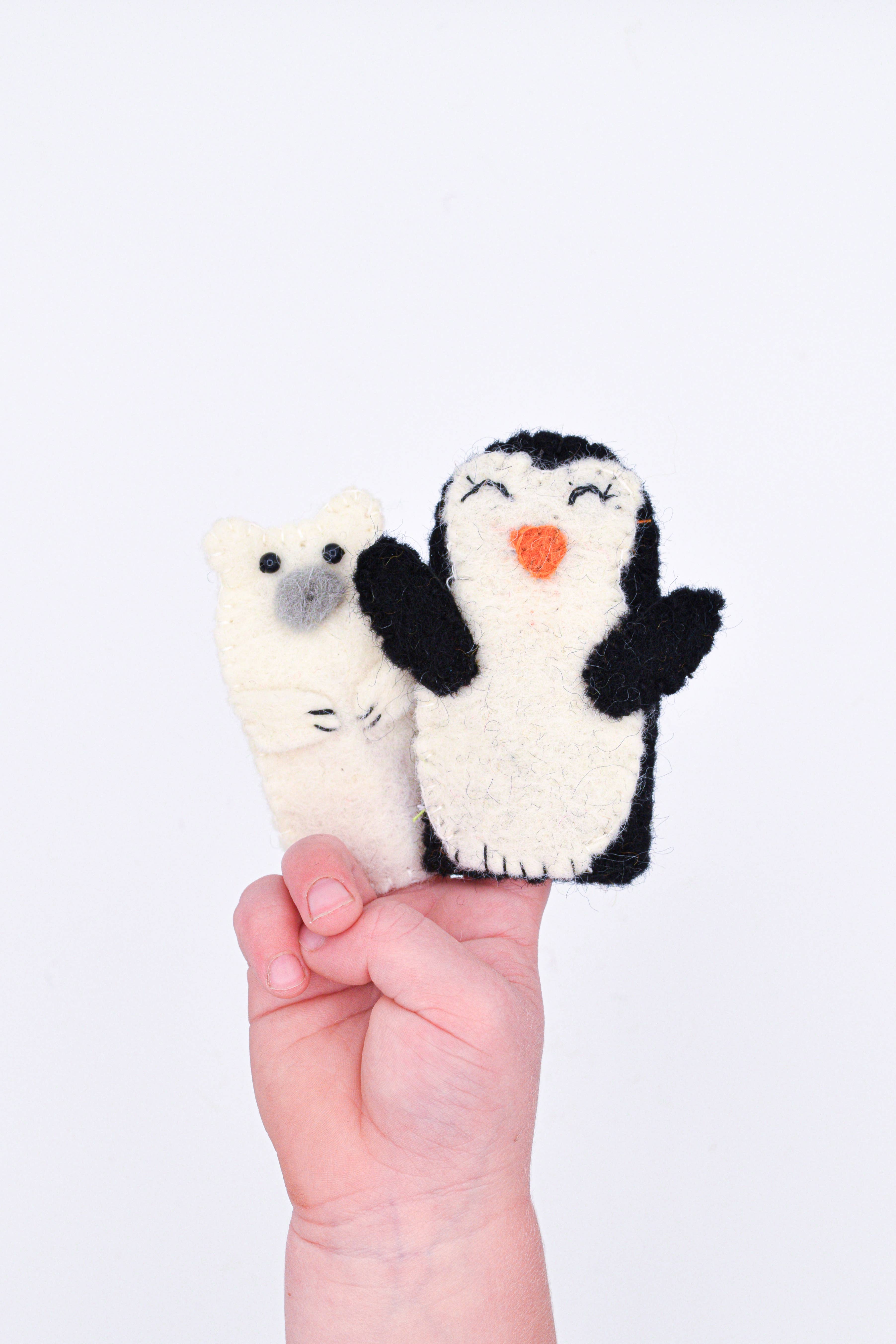 Nivas - Wholesale Finger Puppet - Kids & Baby - Finger Puppet - Penguin and Polar Bear Set1