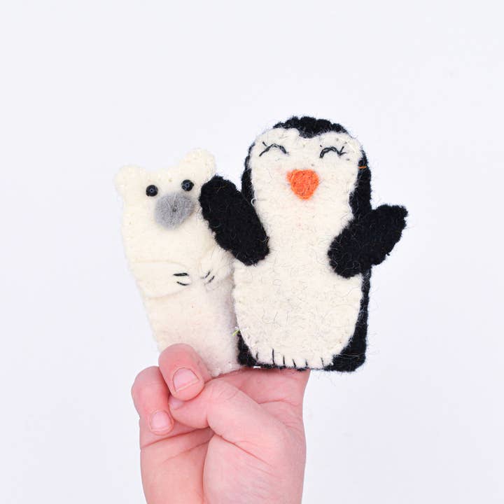 Nivas – Fantoche de dedo - Crianças e bebés por atacado – Finger Puppet - Conjunto Pinguim e Urso Polar1