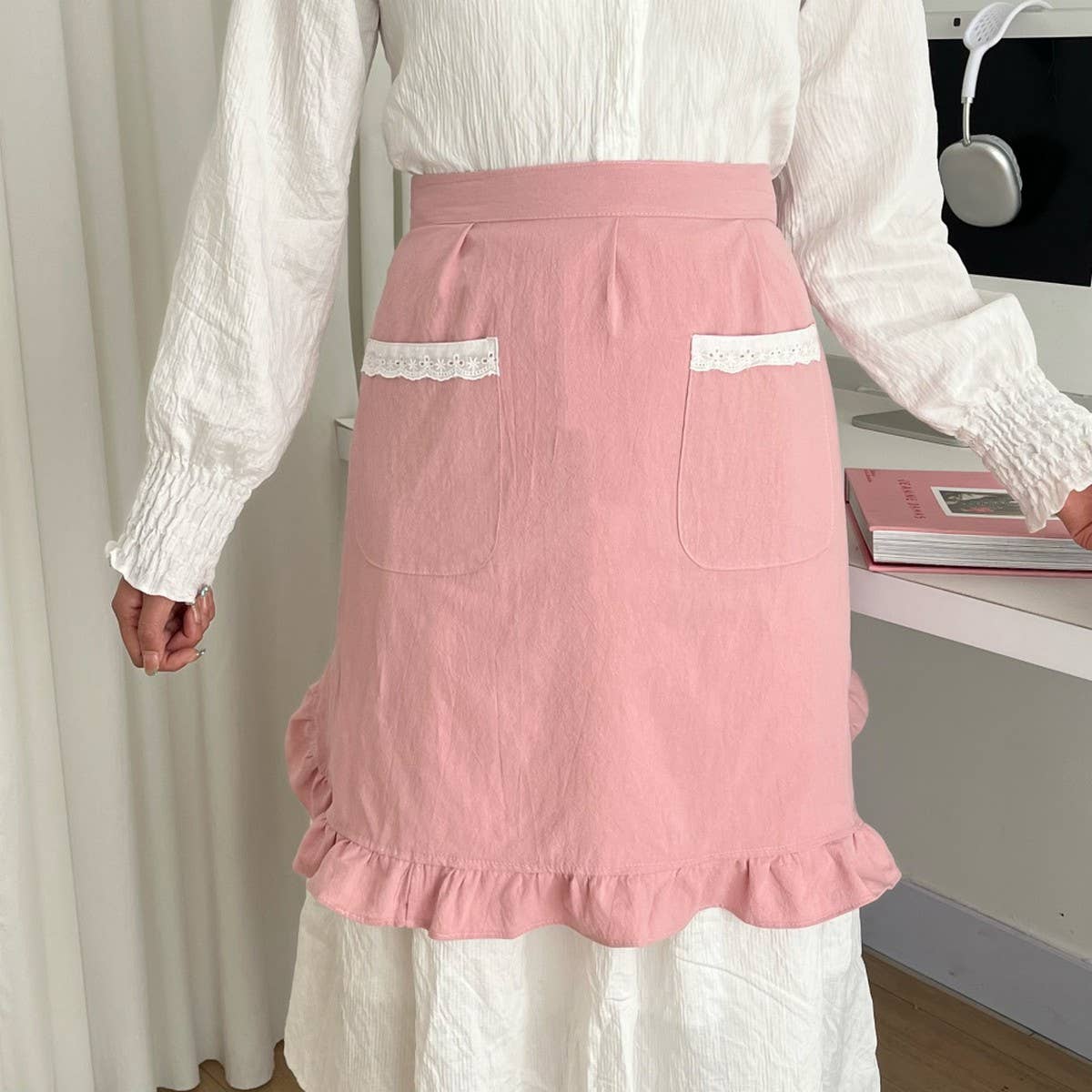 ACCITY - Wholesale Apron - WATERPROOF HALF-LENGTH COTTON LACE APRON_CWMM58266