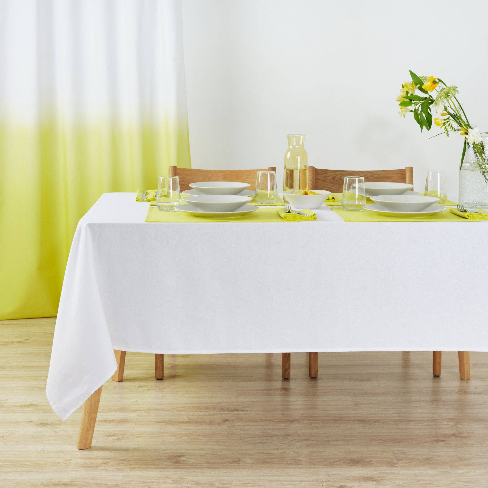 SG HOGAR – Großhandel Tischdecken – Uni-Tischdecke mit Leinenstoffoptik, 100 % Leinen, Optical White0