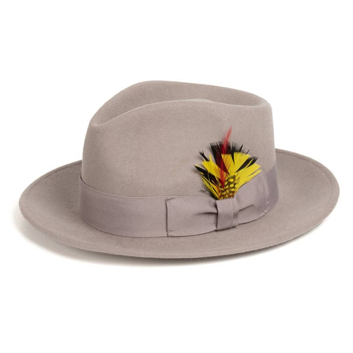 Crushable Light Grey 100% Australian Wool Fedora Hat for wholesale by Ferrecci
