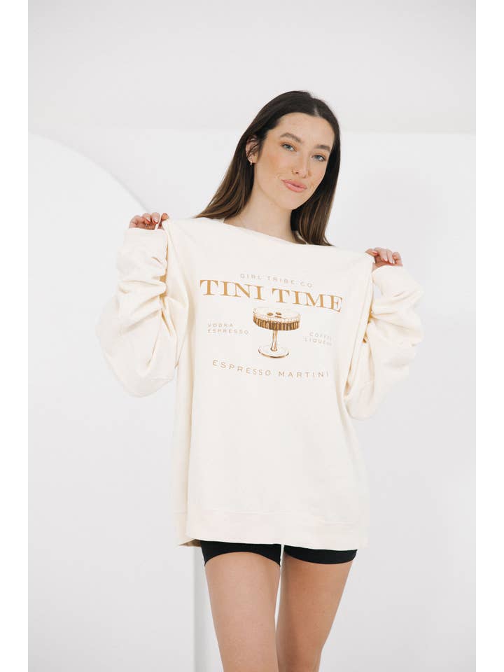 Girl Tribe Co - Wholesale Graphic Sweatshirt - Women's - Tini Time Sweatshirt in Ivory2