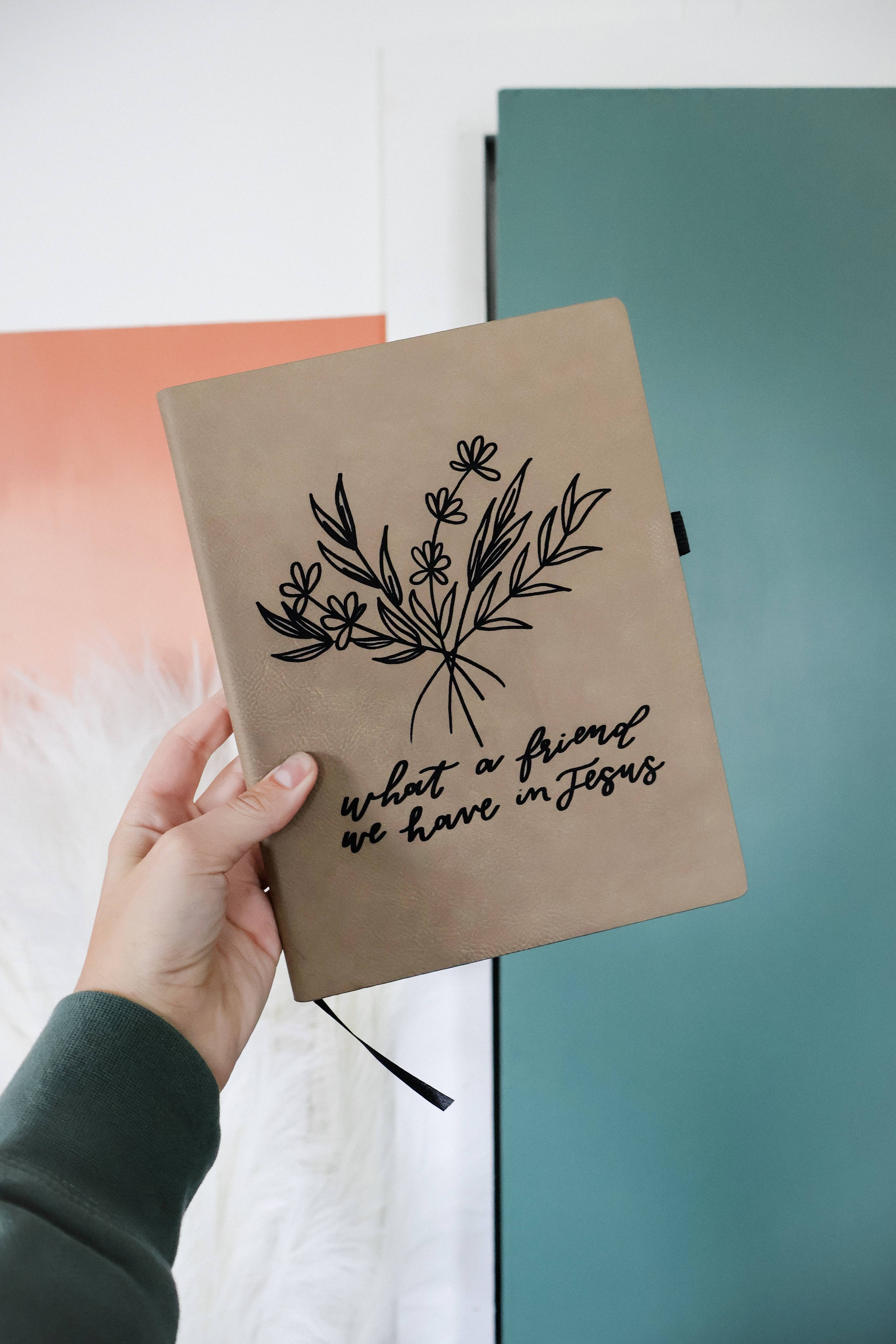 Written by Maria - Wholesale Journal/Diary - 'What a friend we have in Jesus' floral leather journal notebook0