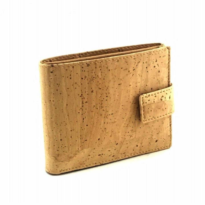 Moddanio Cork - Vendita all'ingrosso Portafogli - Uomo - Portafoglio in sughero per uomo, in pelle vegana, con chiusura a scatto, colore: naturale