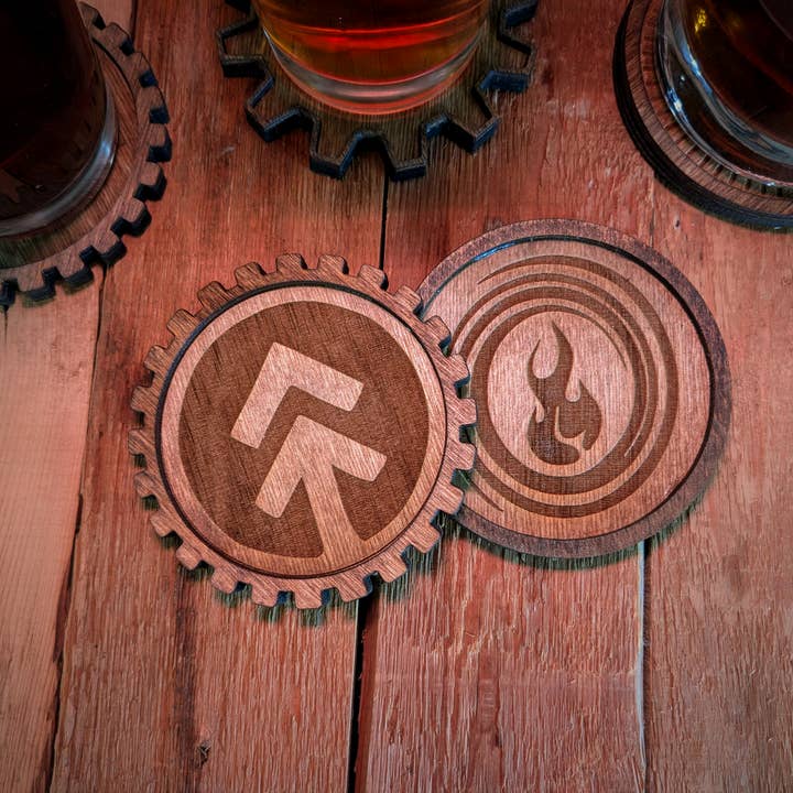 Customizable Wooden Coaster Sets with Logo for wholesale by Rad Werx Design