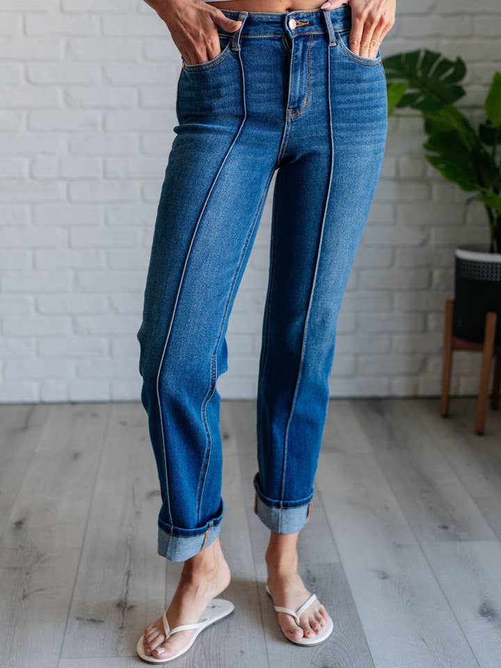 Avenue Wholesale - Wholesale Jeans - Women's - Judy Blue High Rise Center Seam Detail Straight Jeans