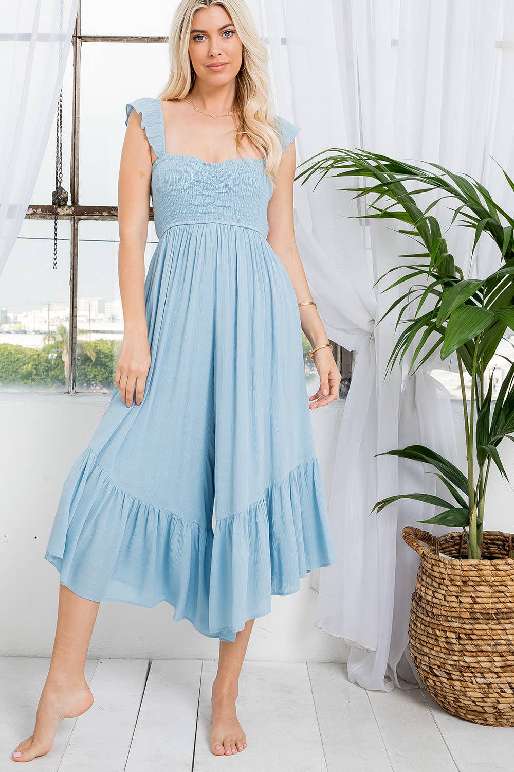 Sweet Lovely by Jen - Wholesale Jumpsuit - Women's - SW401 SOLID SMOCKED JUMPSUIT30