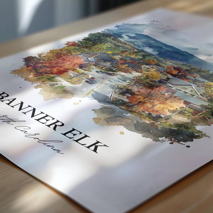 Premium Travel Art - Wholesale Art Print - Banner Elk NC Wall Art, Blue Ridge NC Print, North Carolina Watercolor, Banner Elk NC Gift, Travel Print, Travel Poster, Housewarming Gift1