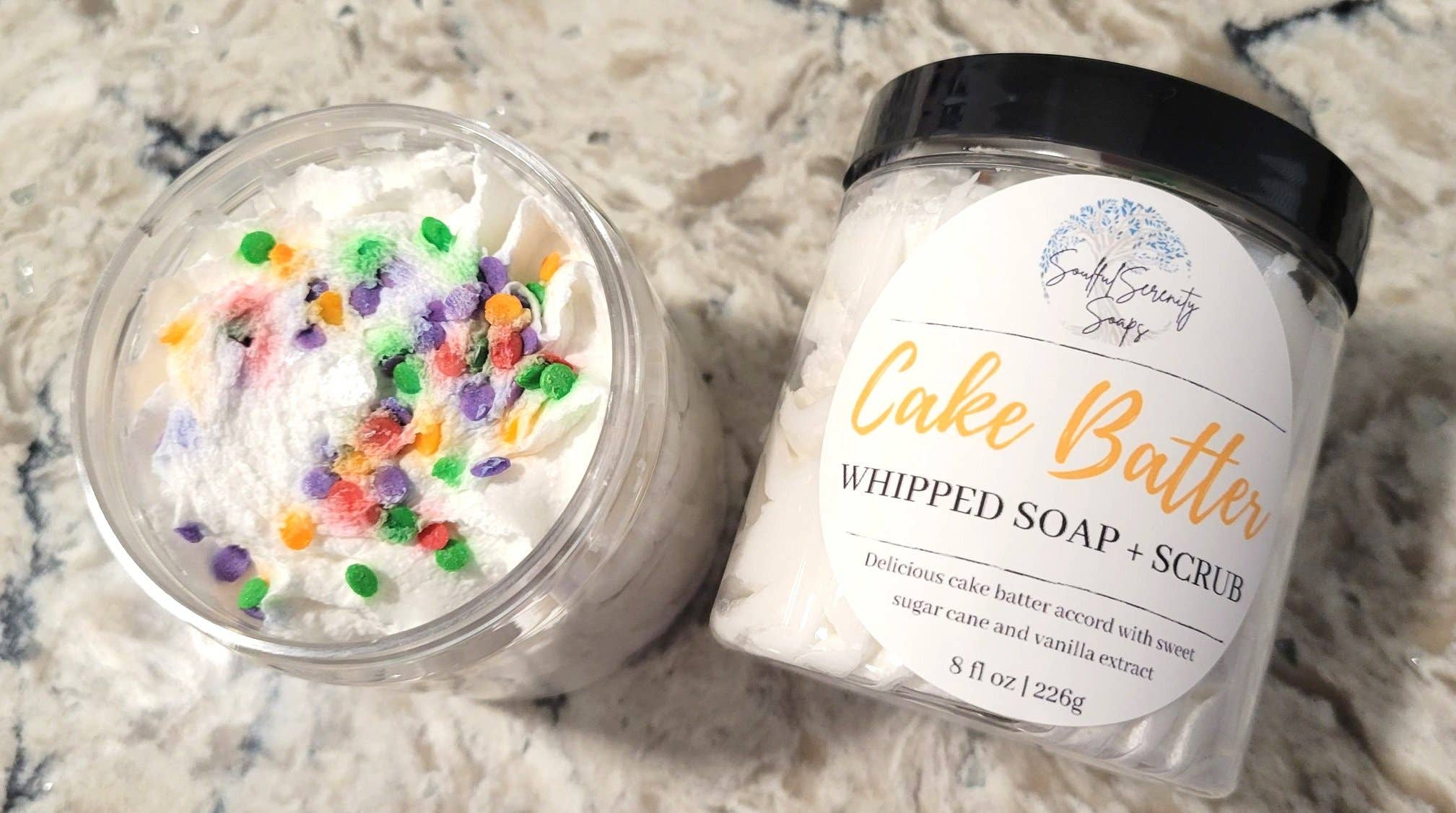 Soulful Serenity Soaps - Wholesale Whipped Soap - Cake Batter Whipped Soap + Scrub3