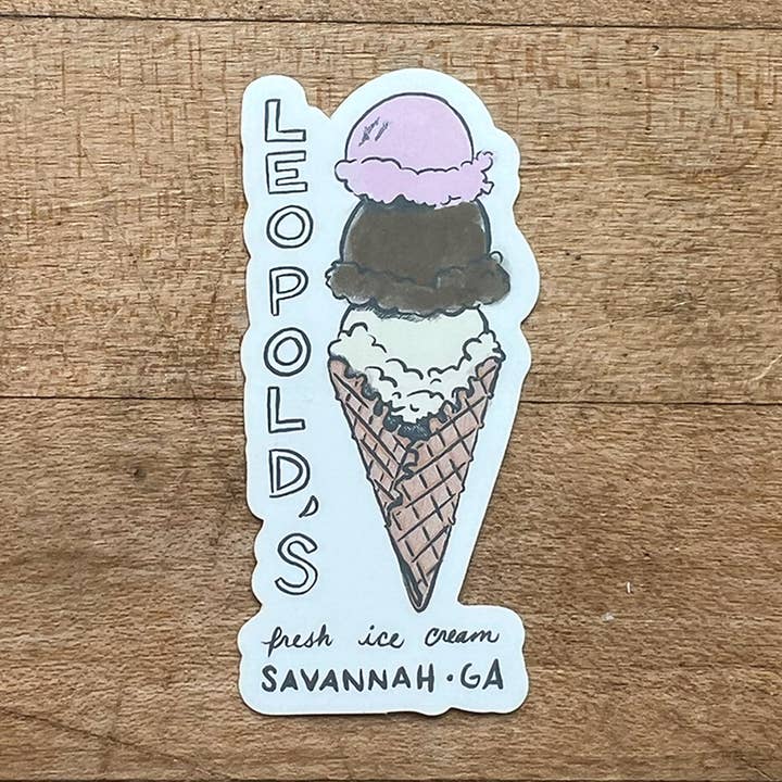 Leopold's Ice Cream Savannah Sticker for wholesale by L. R. Fern