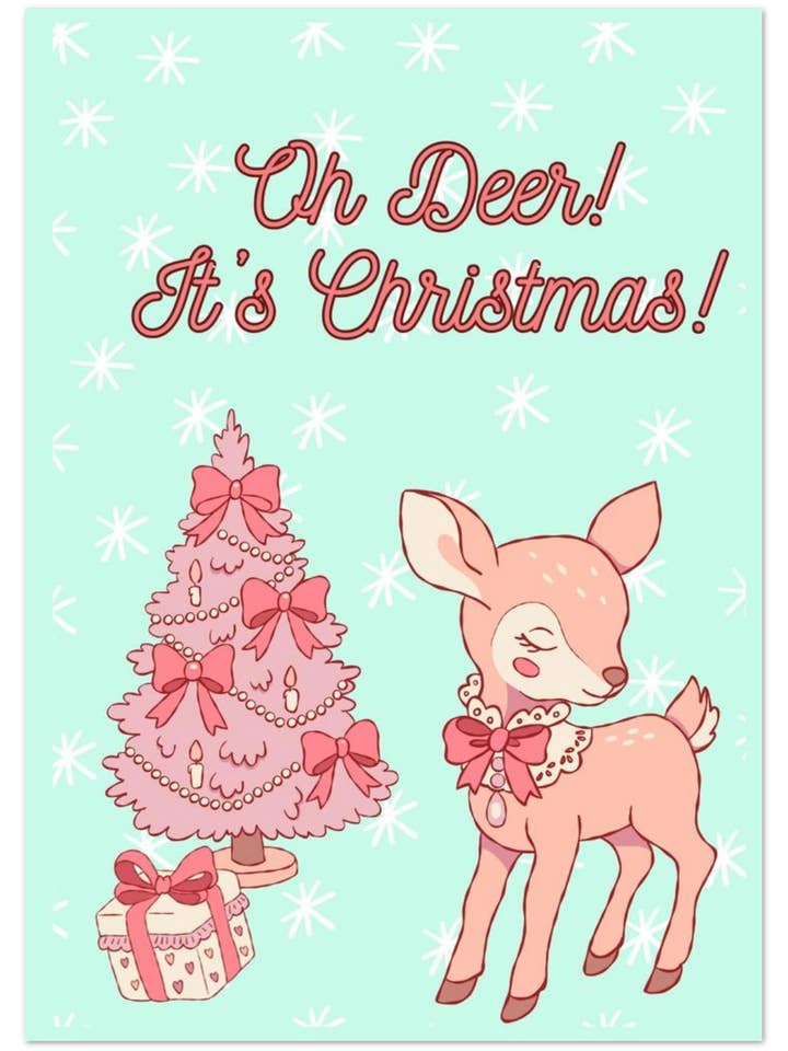 Box Set Pack of 10: Oh Deer! Pastel Christmas Greeting Cards – Charming Design for wholesale by Golly Gee Press