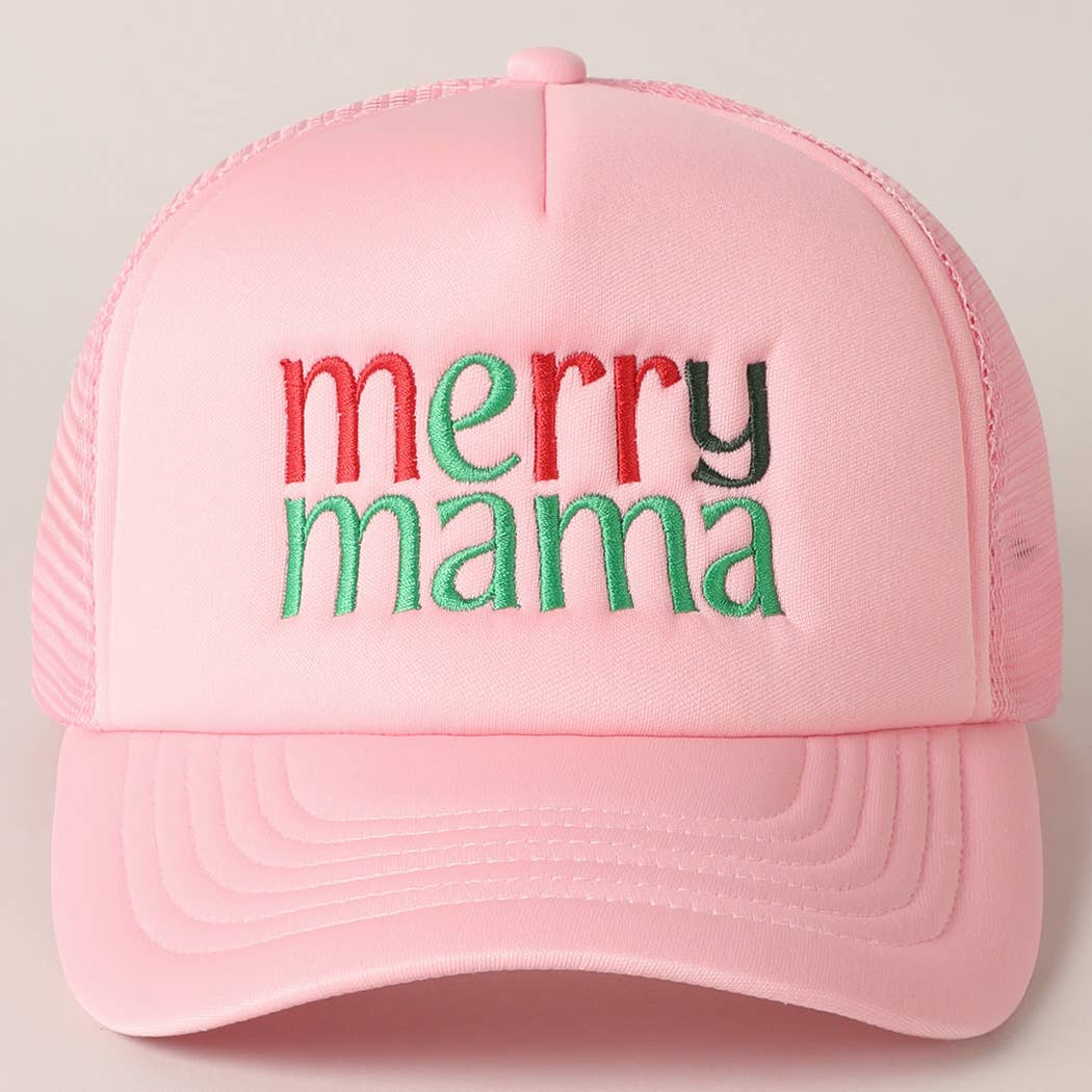 Fashion City - Wholesale Trucker Hat - Women's - Merry Mama Embroidery Mesh Back Trucker Hat0
