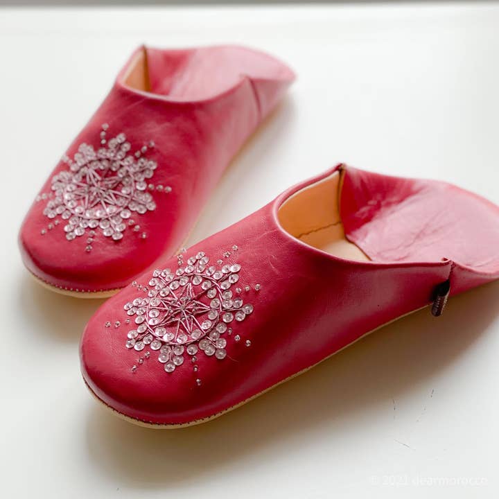 Moroccan leather Slipper Babouche // Stella Baroque rose for wholesale by dear Morocco