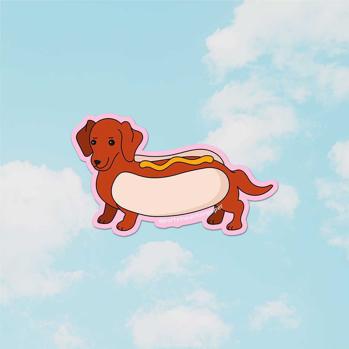 Party Mountain Paper co. - Wholesale Phone & Laptop Stickers - Weenie Hotdog Sticker (Mustard)1