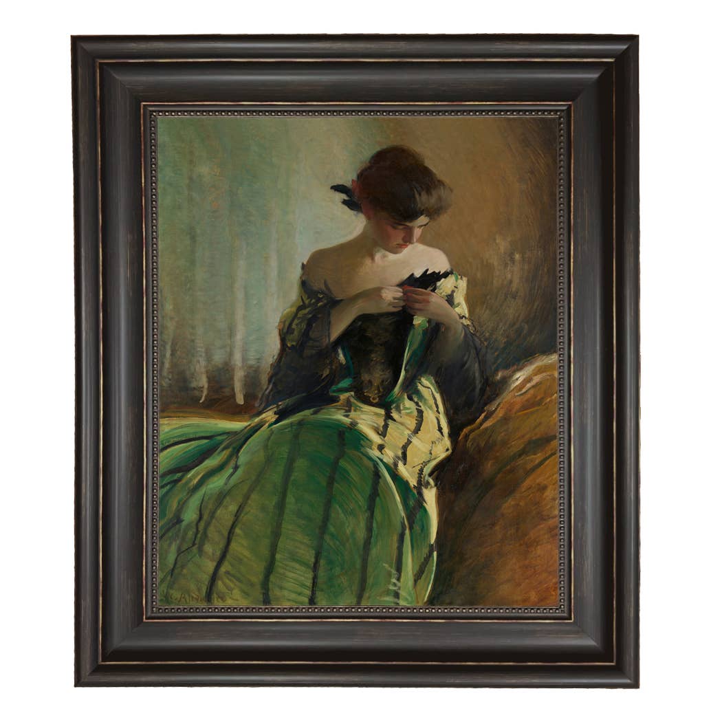 Madison Bay Co. - Historical Home Decor Reproductions - Vendita all'ingrosso Stampa artistica - Stampa su Tela Vintage di Donna in Abito Nero e Verde24