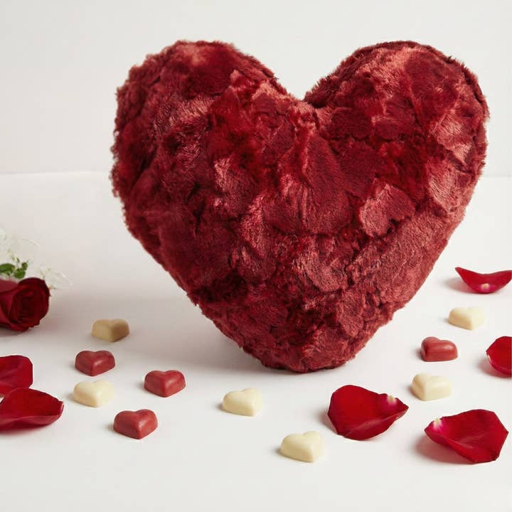 DaDa Bedding Luxury Romantic Valentine Heart Shaped Red Throw Pillow - 16” x 14” for wholesale by DaDalogy Bedding