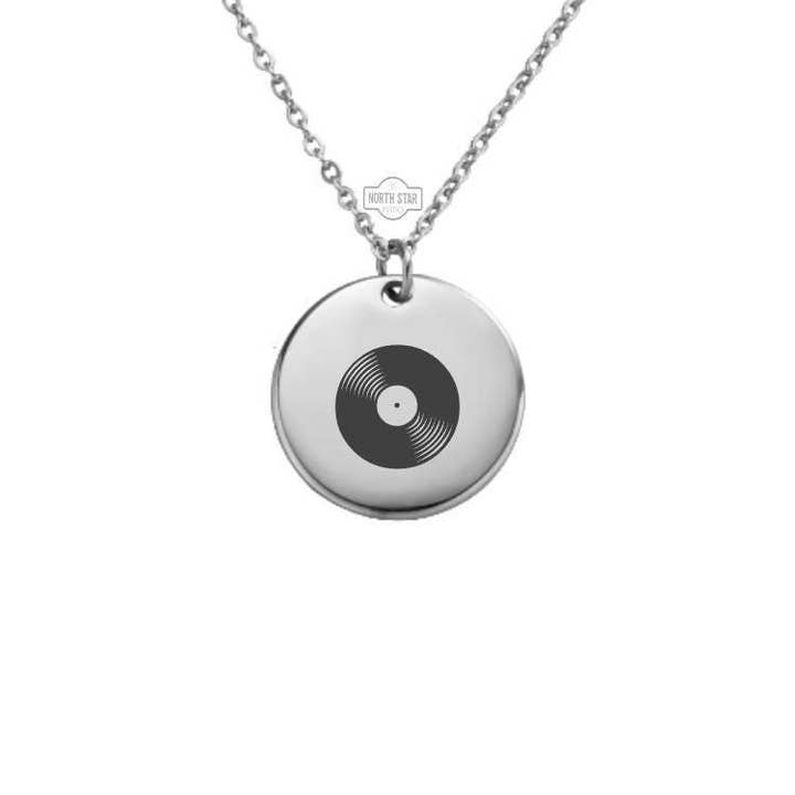 Personalized Vinyl Record Necklace/Keychain Gold/Silver for wholesale by North Star Rustics Too