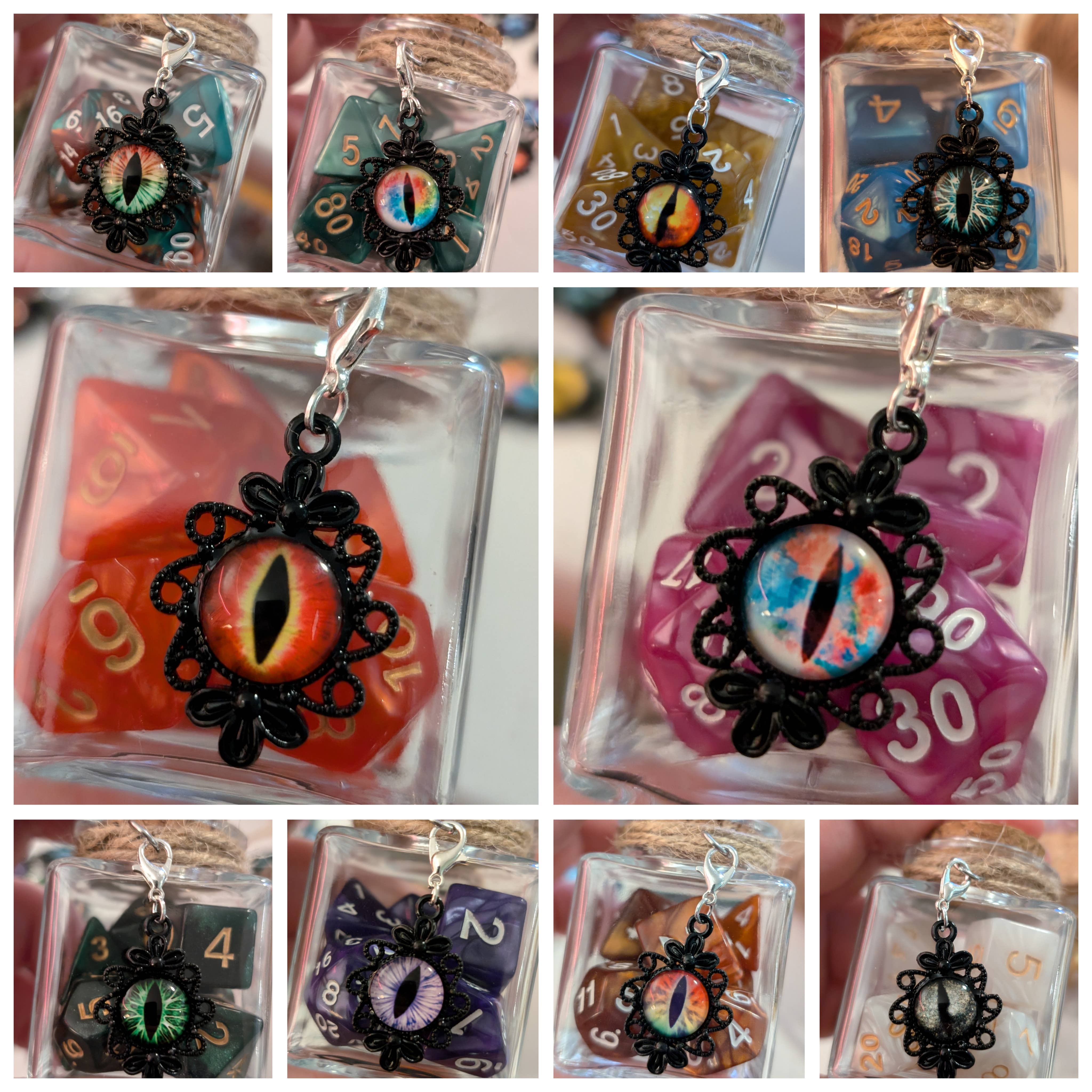 Con-Quest Crafts - Venta al por mayor Dado - Tarros de dados de hechizo con 7 dados D20 para TRPG21