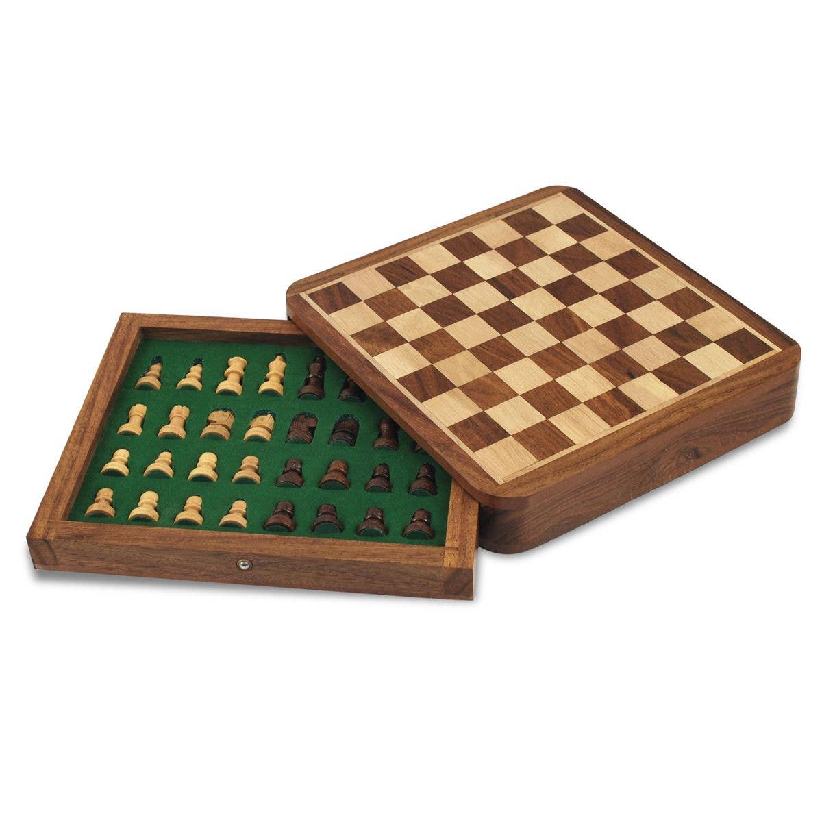 Signes Grimalt - Vente Jeux de société - Jeu d’échecs en bois marron magnétique Signes Grimalt 18 x 18 cm0