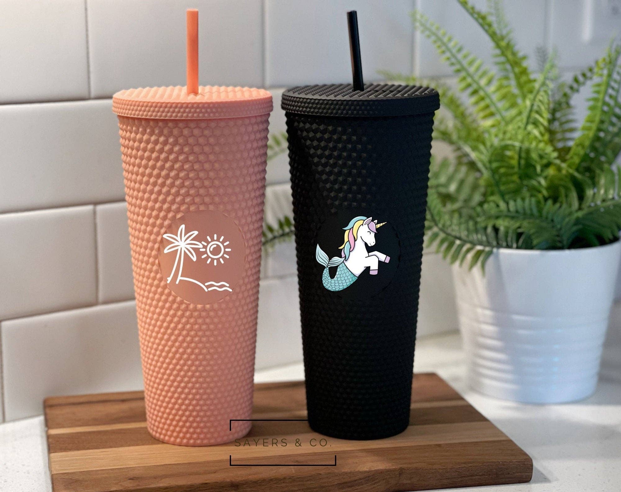 Matte Black 24oz Matte & Glossy Studded Double Walled Tumbler for wholesale on Faire2