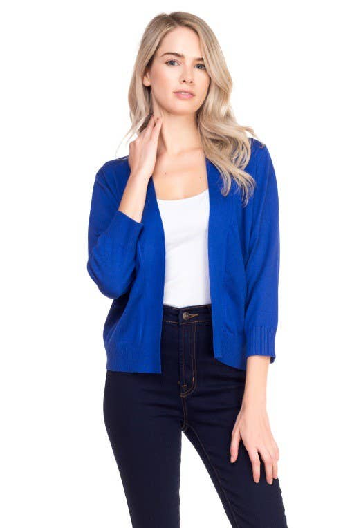 Newself Collection - Vente Cardigan – femme - Cardigan basique manches 3/4 ouvert devant léger12