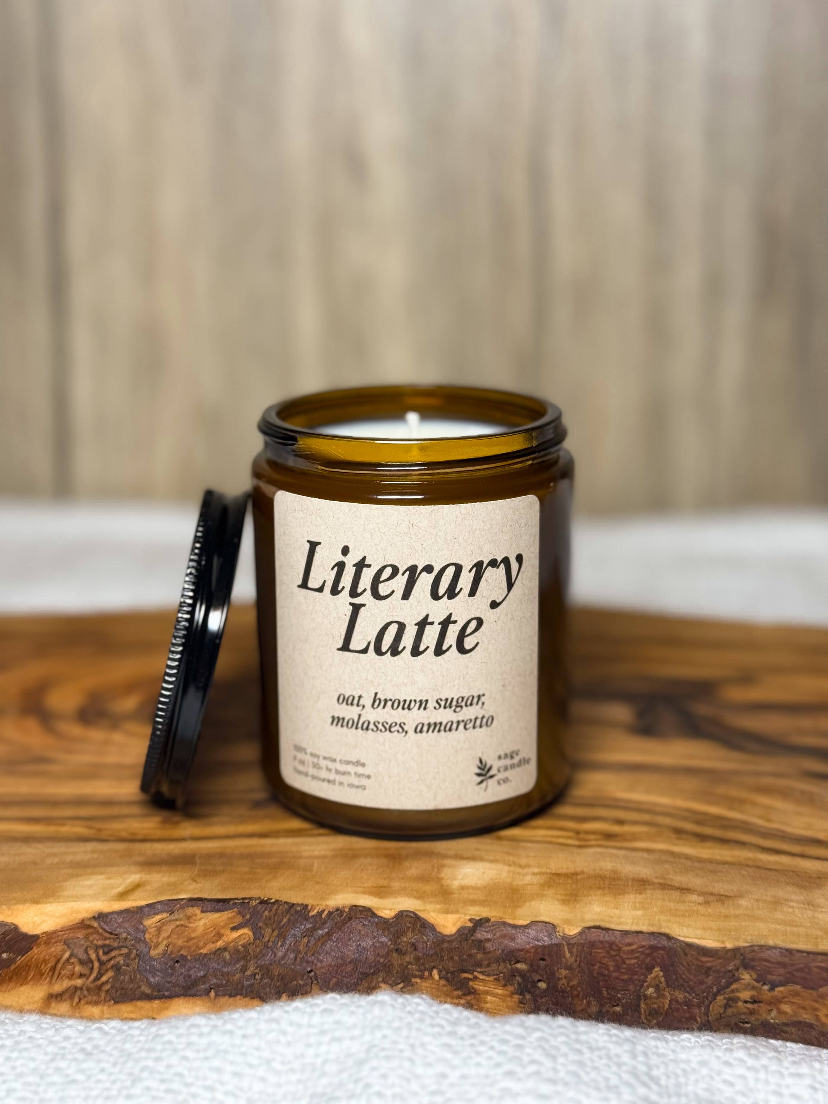 Sage Candle Co. - Wholesale Jar/Filled Candle - Literary Latte - 100% Soy Wax Candle1
