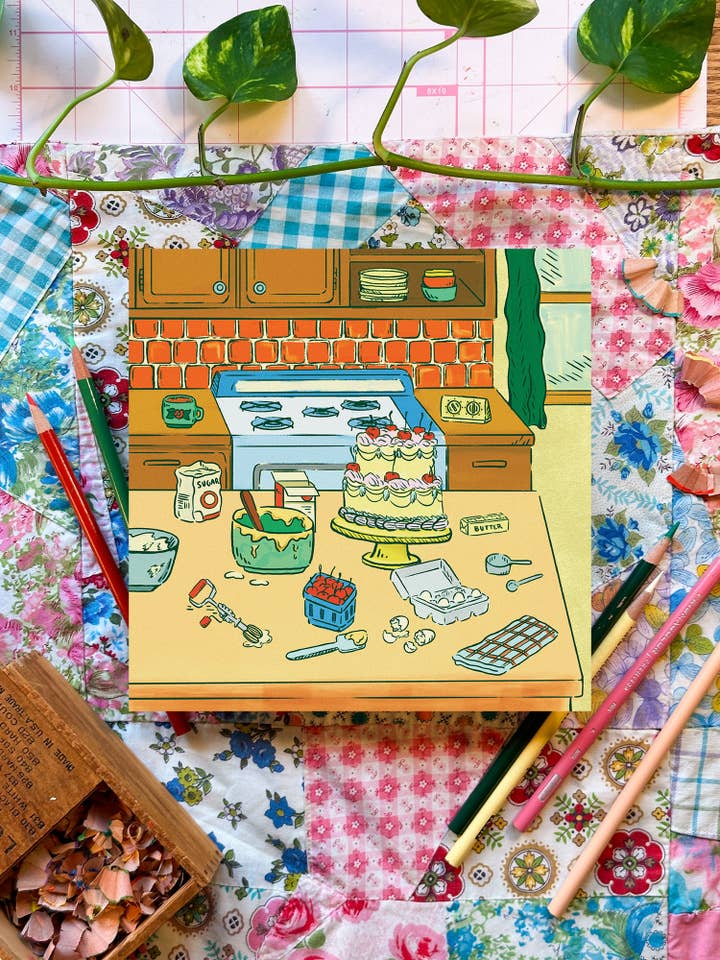 Cake Baking | 8x8 Print for wholesale by Everyday Antonia Mae