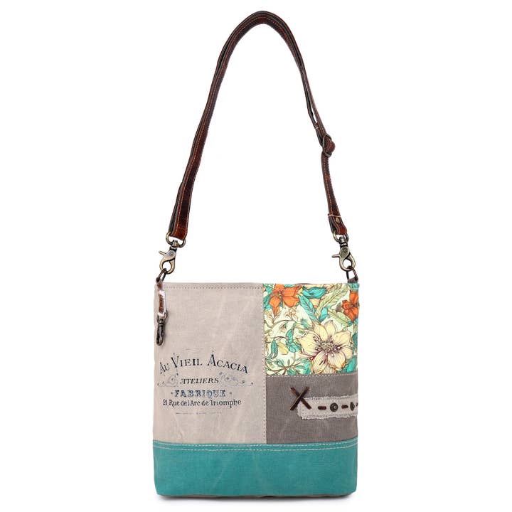 Sixtease Bags USA - Wholesale Shoulder Bag - Women's - Canvas & Leather Women Shoulder Bag - Green Floral