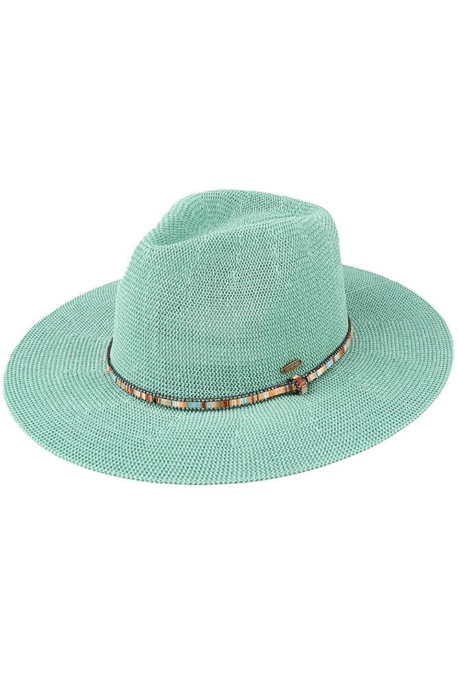 Hana - Wholesale Straw Hat - Women's - C.C Multi Thread Rhinestone Trim Band Panama Hat8